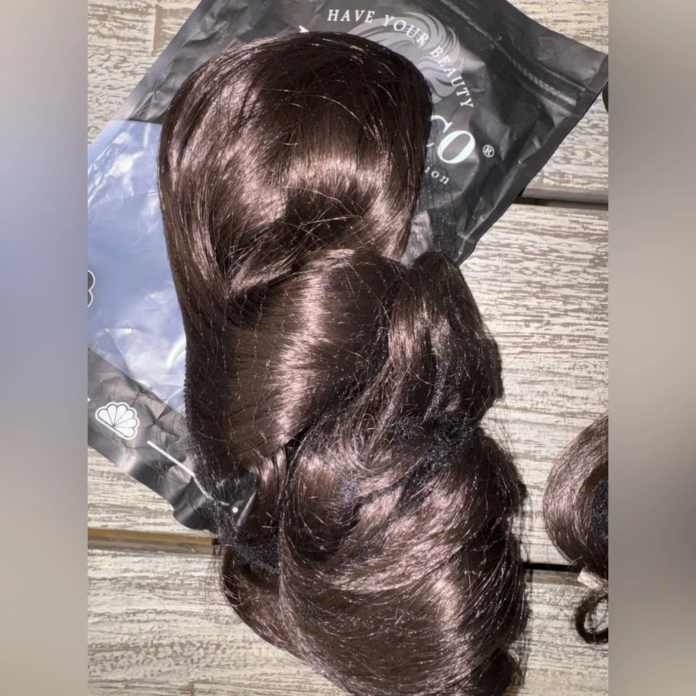 Set of 2, 24” Long Wavy Ponytail Extension Synthetic Heat Resistant, Drawstring